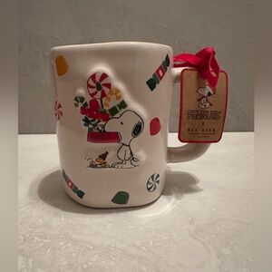 RAE DUNN PEANUTS Christmas Snoopy THE MORE THE MERRIER Holiday Mug 18oz. NWT